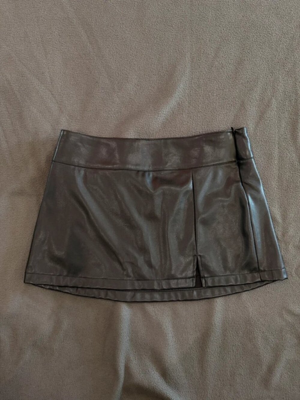 Garage black leather mini skirt